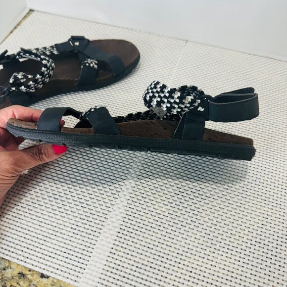 Merrell Around Town Sunvue Woven Hiking Sports Sandal Black White Outdoor Trail - Picture 9 of 13